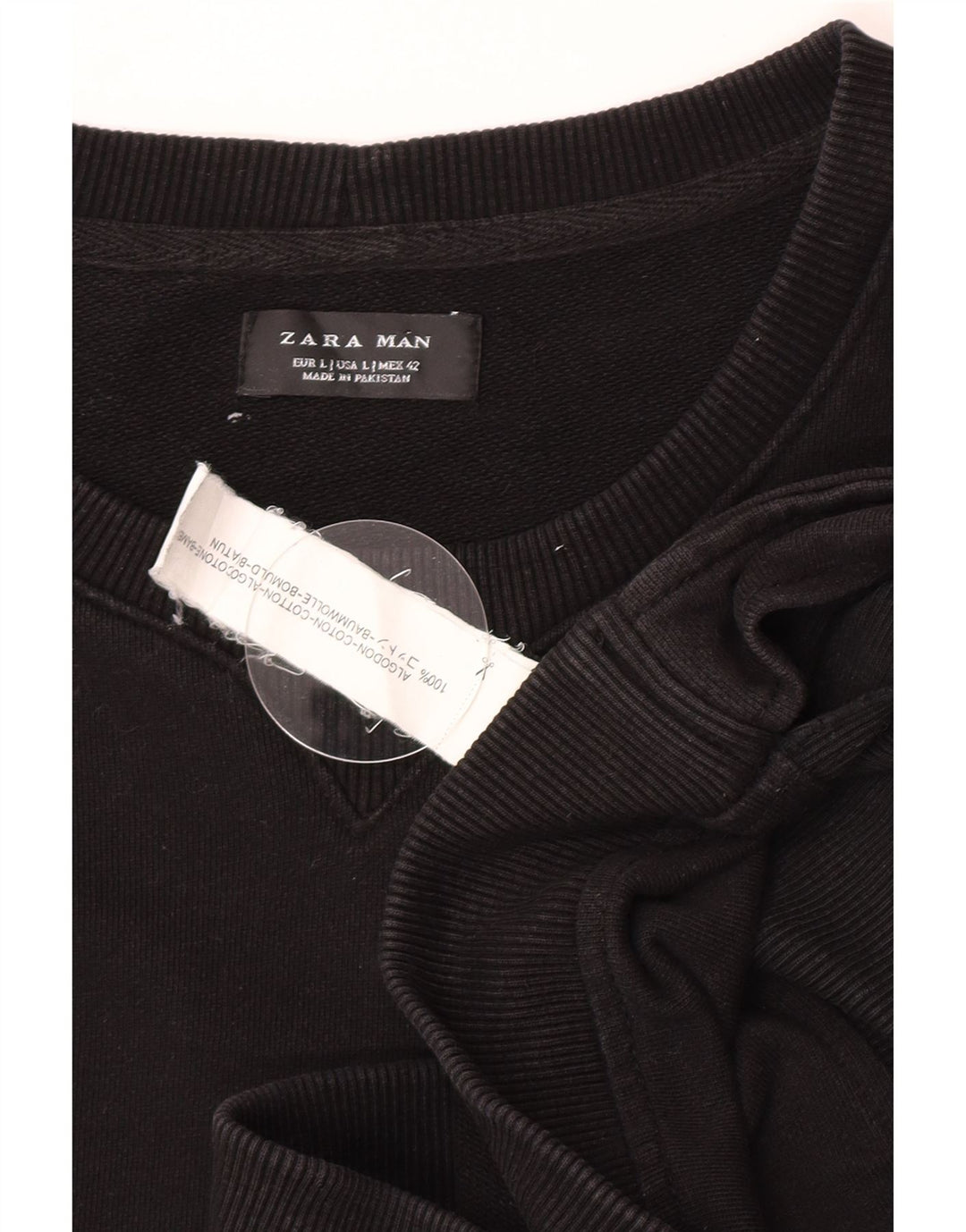 Zara Ανδρικό Φούτερ Jumper Μεγάλο Μαύρο Βαμβακερό