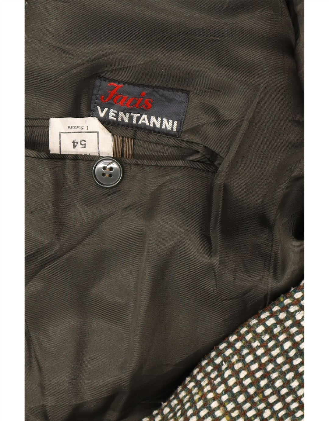 FACIS Mens Overcoat UK 38 Medium Khaki Check Vintage Facis and Second-Hand Facis from Messina Hembry 