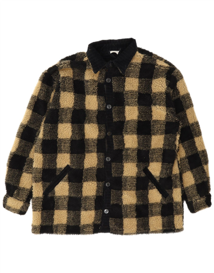 Vintage Ανδρικό Fleece Jacket UK 42 XL Μαύρο Gingham Polyester