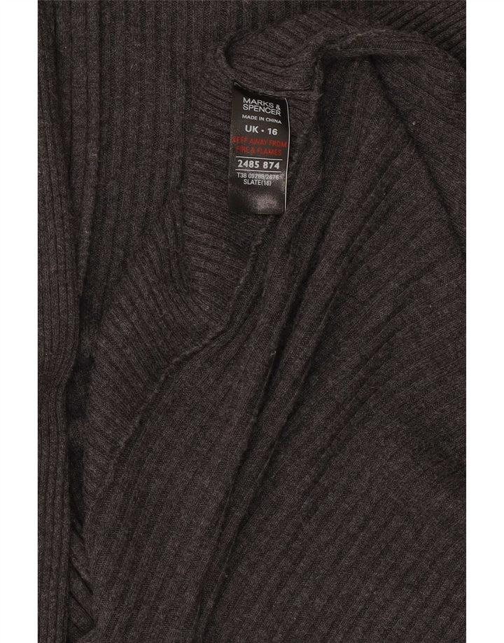 Marks & Spencer Γυναικείο Longline ανοιχτό πουλόβερ ζακέτα UK 16 Large Grey