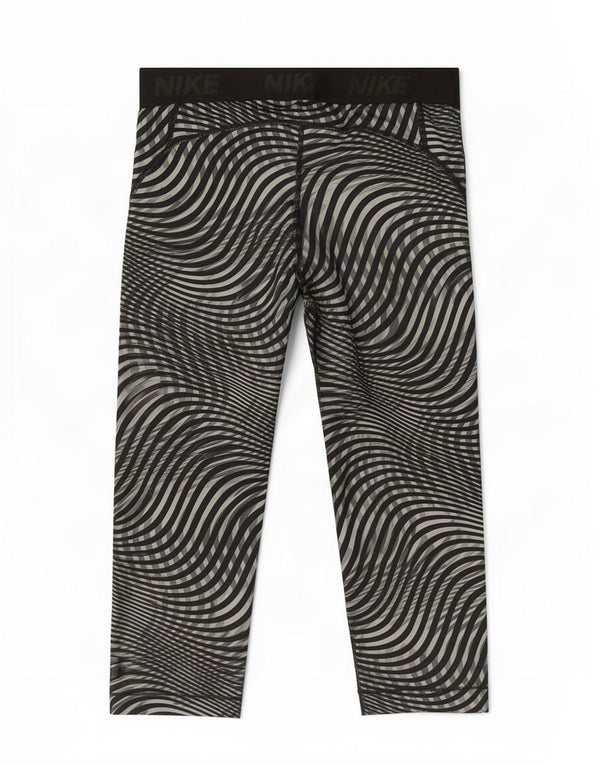 Γυναικεία Nike Dri Fit Graphic Capri κολάν UK 8 Small Black Geometric
