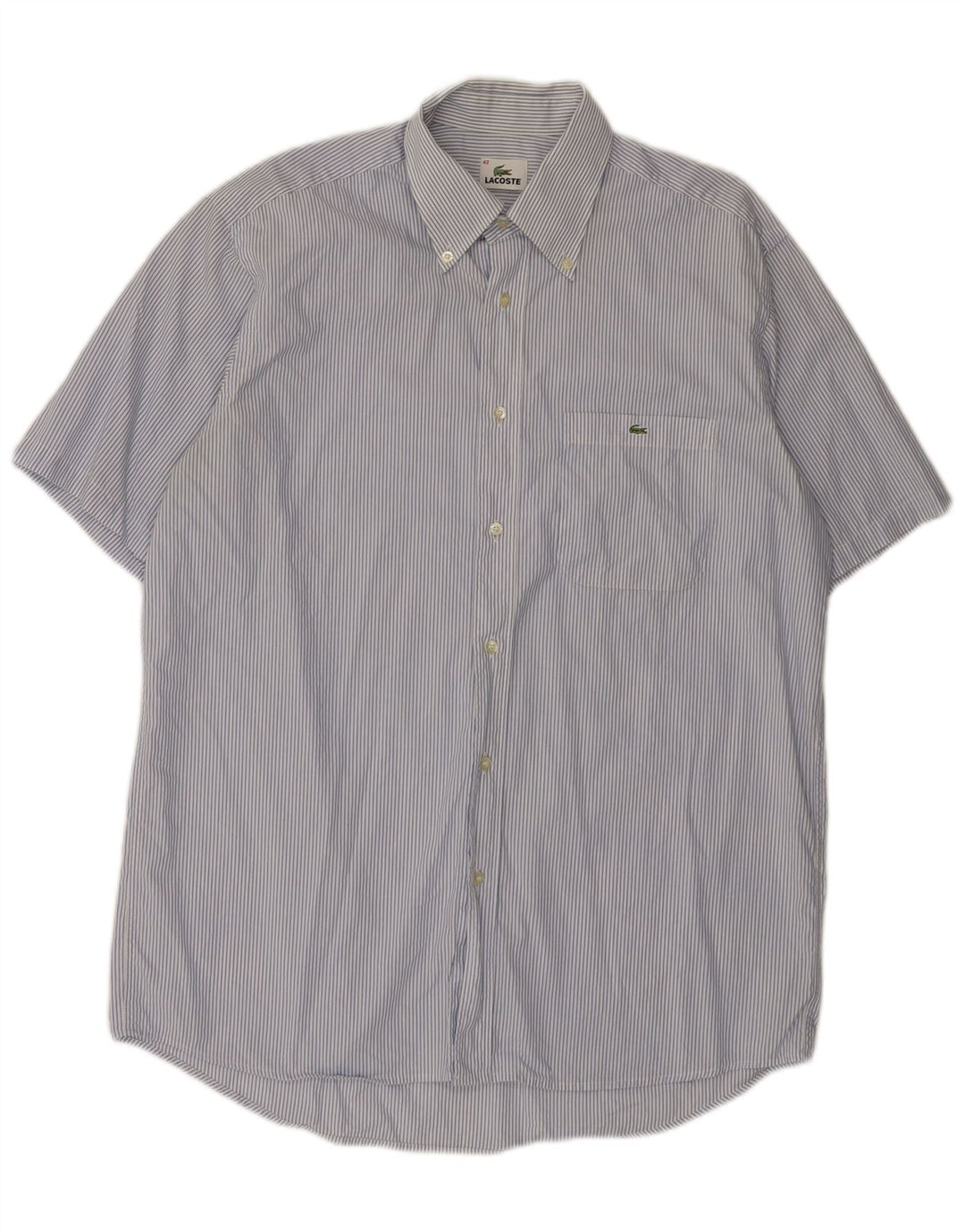 Ανδρικό κοντομάνικο πουκάμισο LACOSTE Μέγεθος 42 Μεγάλο μπλε βαμβακερό ριγέ