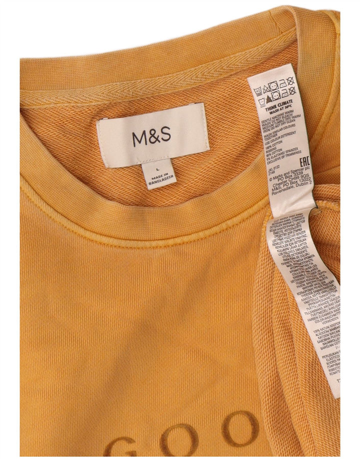 Ανδρικό γραφικό φούτερ Marks & Spencer Jumper μεγάλο κίτρινο βαμβακερό