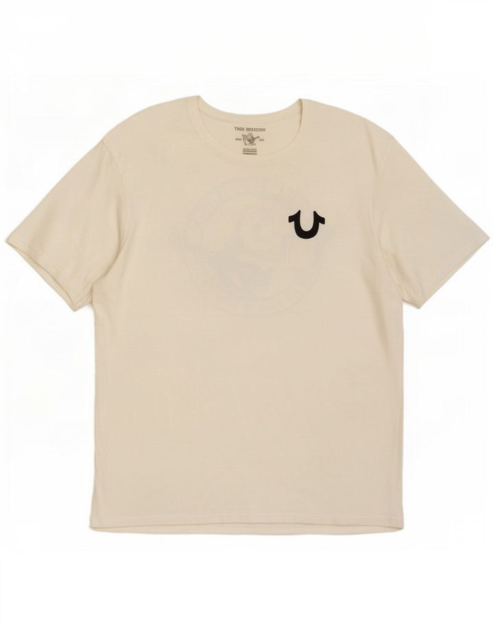 True Religion Ανδρικό γραφικό T-Shirt Top XL Λευκό βαμβακερό