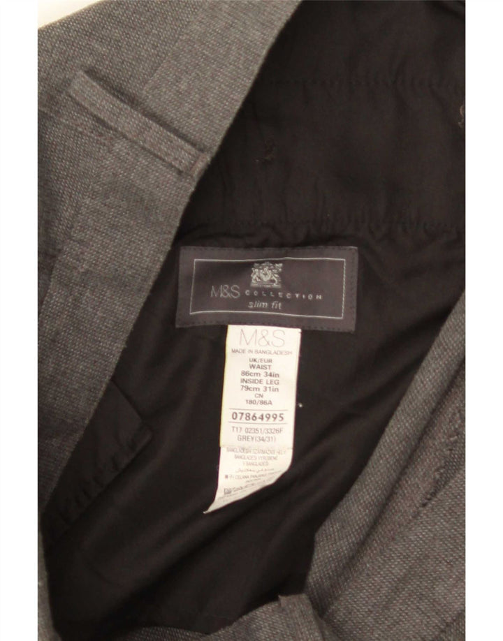 Marks & Spencer Ανδρικό Slim Fit Παντελόνι W34 L31 Grey Polyester