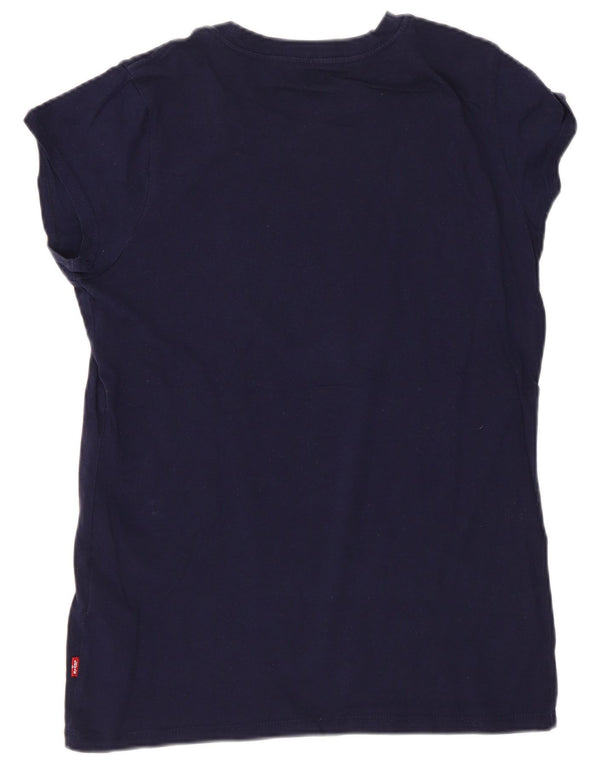 Levi's Girls κανονικό γραφικό T-shirt Top 15-16 ετών Navy Blue Cotton λογότυπο