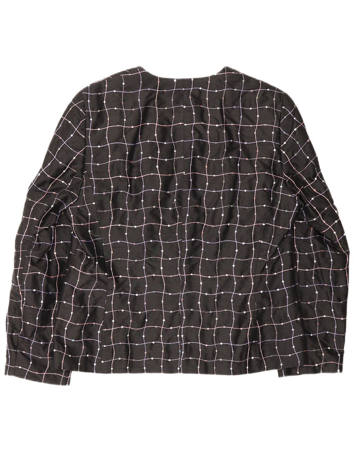 Elegance γυναικείο πουκάμισο μπλούζα UK 16 Large Black Check Silk