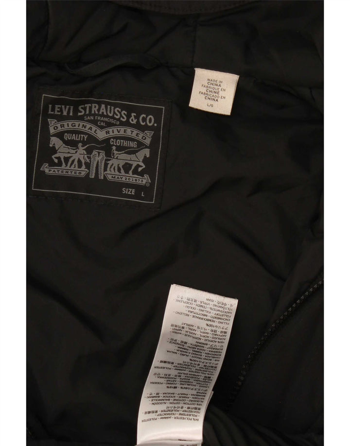 Ανδρικό μπουφάν με κουκούλα Levi's UK 40 μεγάλο μαύρο πολυεστέρα