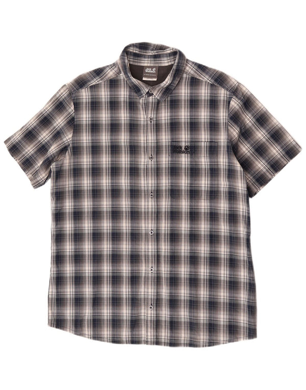 Jack Wolfskin Ανδρικό κοντομάνικο πουκάμισο UK 40/42 Large Navy Blue Check
