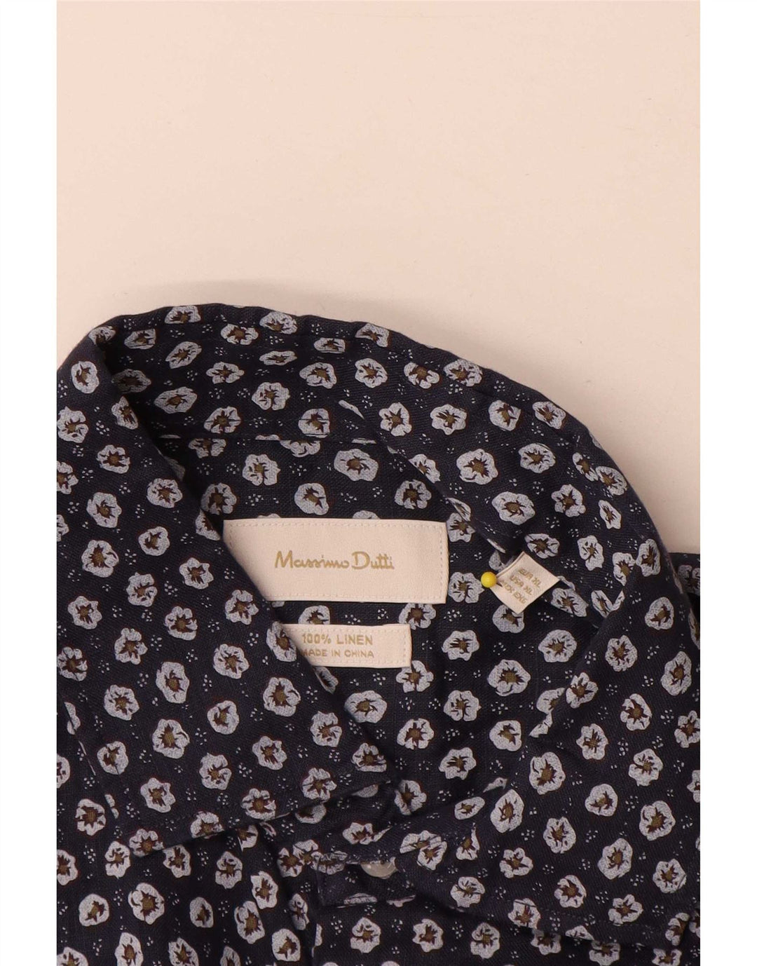 Ανδρικό πουκάμισο Massimo Dutti XL Navy Blue Floral λινό