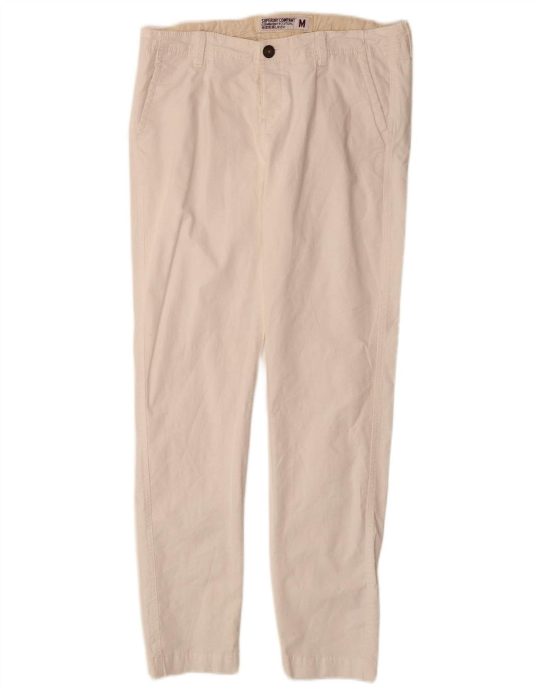 Γυναικείο Slim παντελόνι Chino SUPERDRY Medium W30 L30 Λευκό βαμβακερό