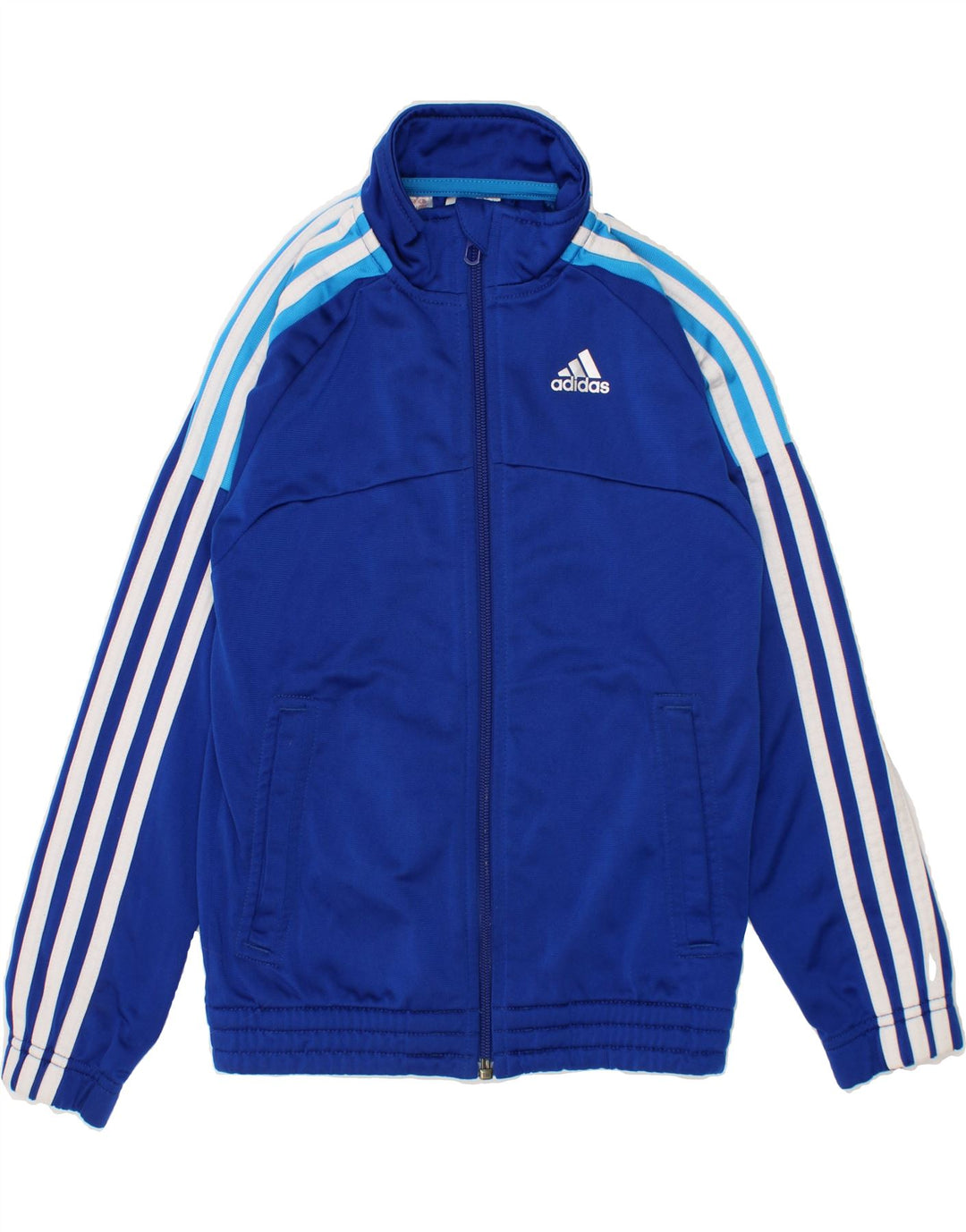 ADIDAS Boys Tracksuit Top Jacket 7-8 Years Blue Colourblock Polyester Vintage Adidas and Second-Hand Adidas from Messina Hembry 