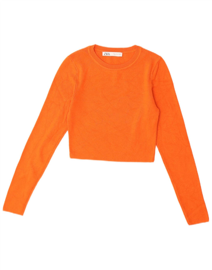 Γυναικείο πουλόβερ ZARA Crop Boat Neck Jumper UK 8 Small Orange