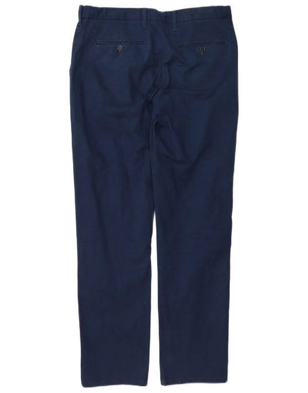 Marks & Spencer Ανδρικό παντελόνι Chino με κανονική εφαρμογή W34 L33 Navy Blue Cotton