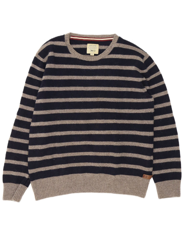 Marlboro Classics Mens Boat Neck Jumper Sweater Large Navy Blue Striped