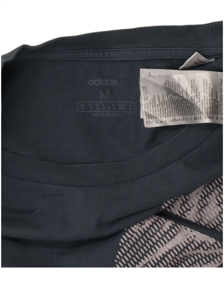 Ανδρικό γραφικό T-Shirt Adidas Top από μεσαίο μπλε βαμβακερό