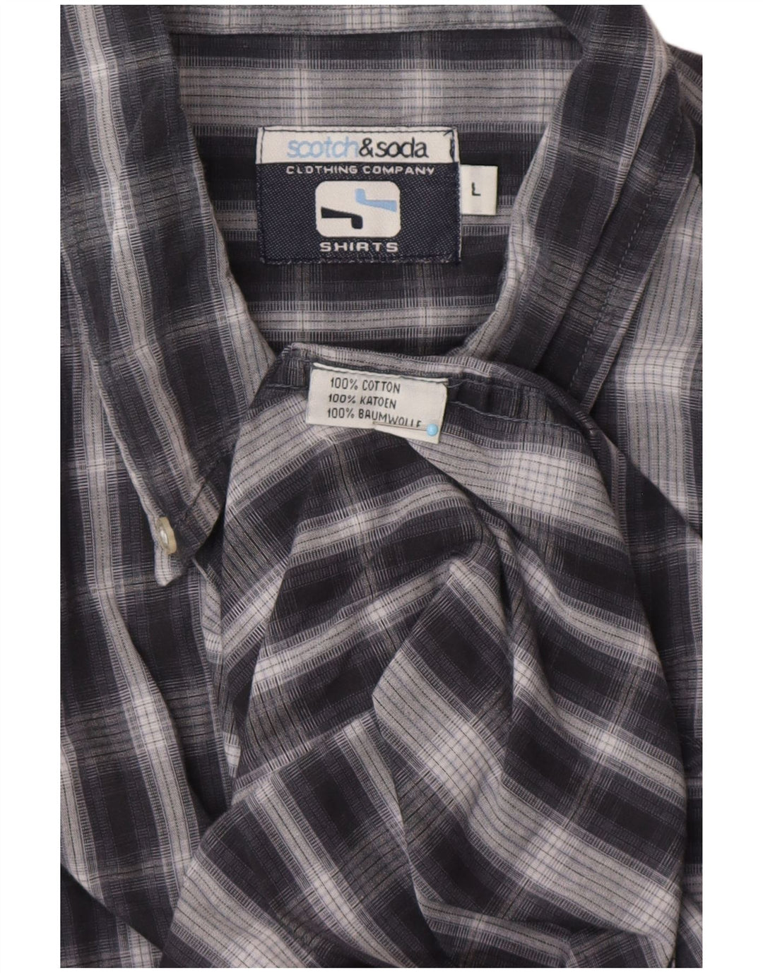 Ανδρικό πουκάμισο SCOTCH & SODA Large Navy Blue Check Cotton Classic