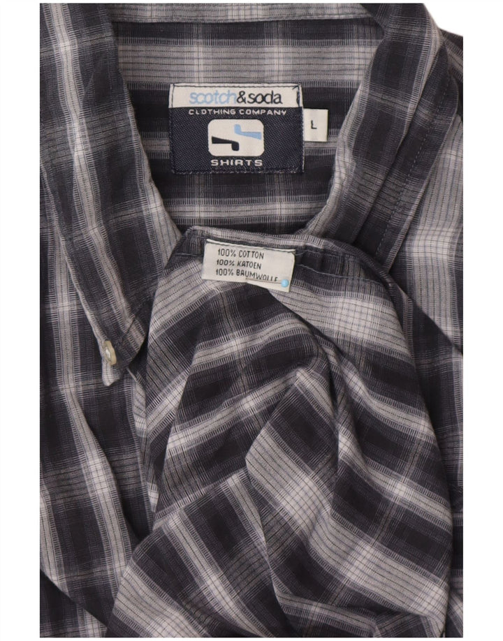 Ανδρικό πουκάμισο SCOTCH & SODA Large Navy Blue Check Cotton Classic