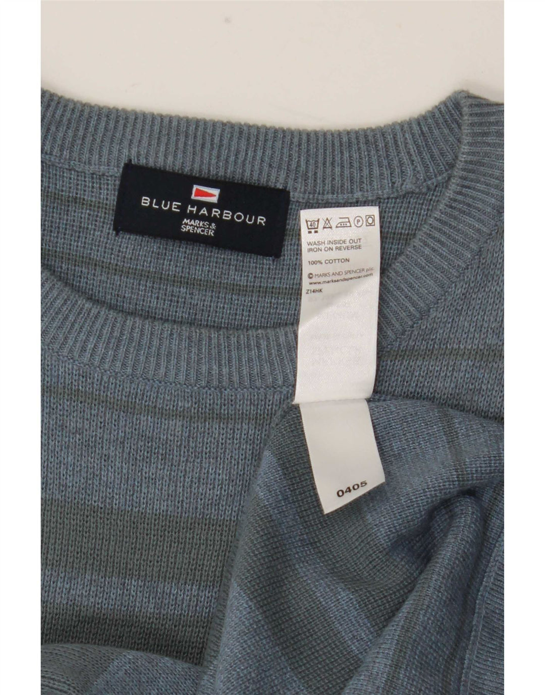 Ανδρικό πουλόβερ Marks & Spencer Blue Harbour Crew Neck Jumper Μεσαίο ριγέ