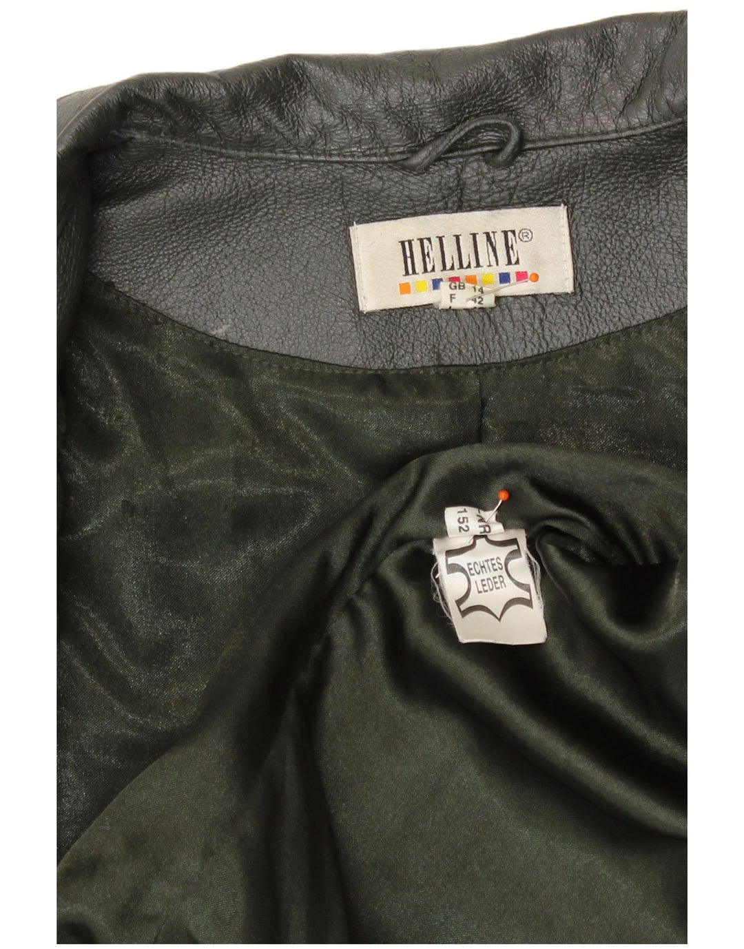 HELLINE Γυναικείο Δερμάτινο Μπουφάν UK 14 Medium Green Leather