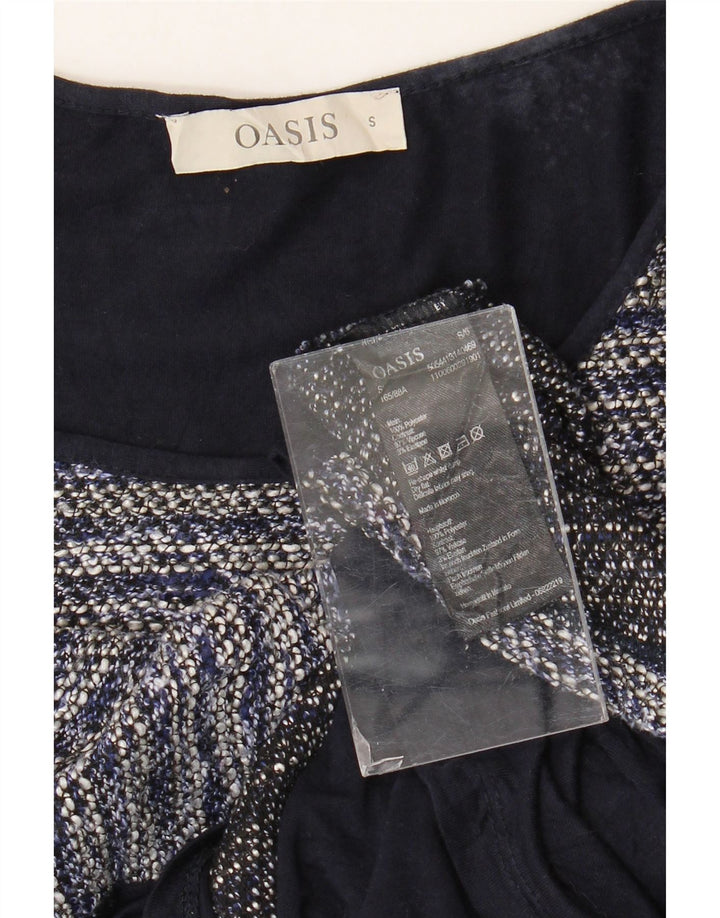 Γυναικείο μπλουζάκι Oasis μακρυμάνικο UK 10 Small Navy Blue ριγέ πολυεστέρα