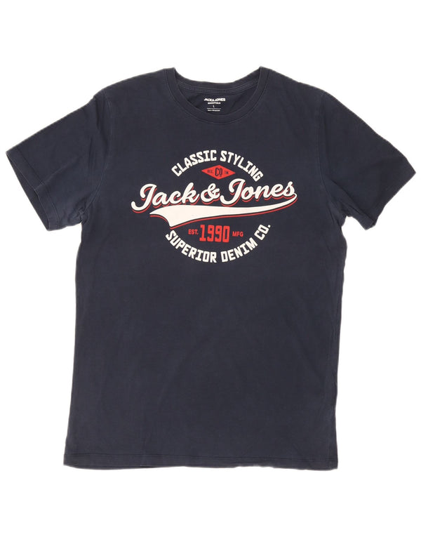 Jack & Jones Ανδρικό T-Shirt με γραφικό μπλουζάκι, μεγάλο μπλε βαμβακερό