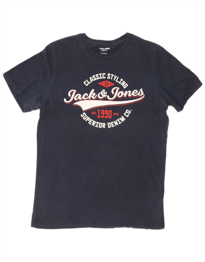 Jack & Jones Ανδρικό T-Shirt με γραφικό μπλουζάκι, μεγάλο μπλε βαμβακερό