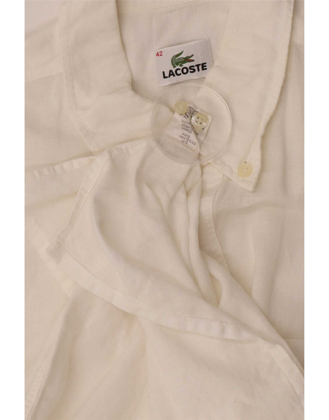 Lacoste Ανδρικό πουλόβερ κοντομάνικο πουλόβερ Μέγεθος 42 Λευκό λινό μεγάλο