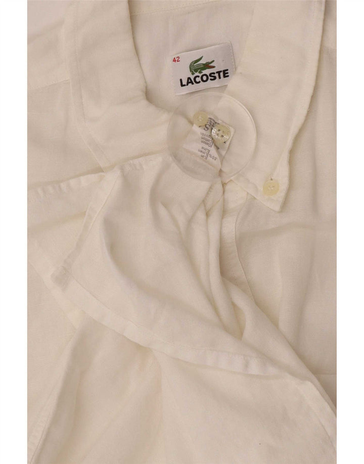 Lacoste Ανδρικό πουλόβερ κοντομάνικο πουλόβερ Μέγεθος 42 Λευκό λινό μεγάλο