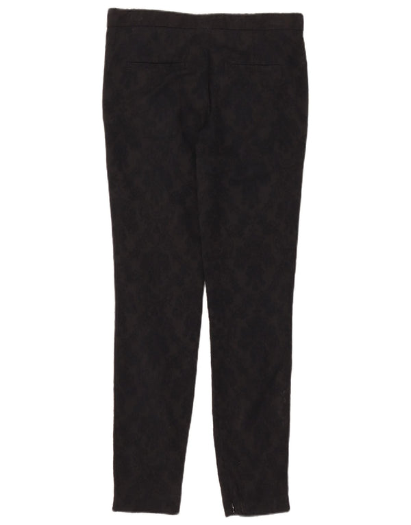 Zara Γυναικείο Slim Chino Παντελόνι XS W24 L28 Μαύρο φλοράλ βαμβακερό