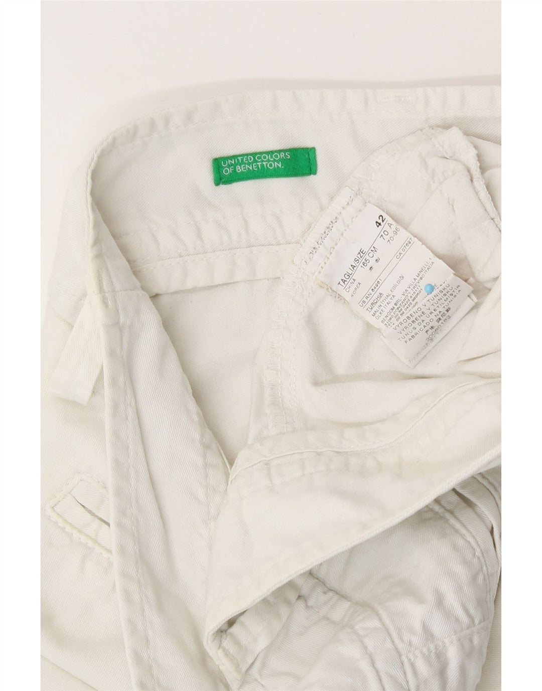 Γυναικείο σορτς Chino Benetton IT 42 Medium W30 Λευκό βαμβακερό