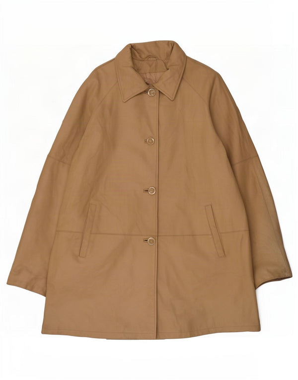 Vintage Γυναικείο Δερμάτινο Παλτό EU 50 3XL Beige Classic