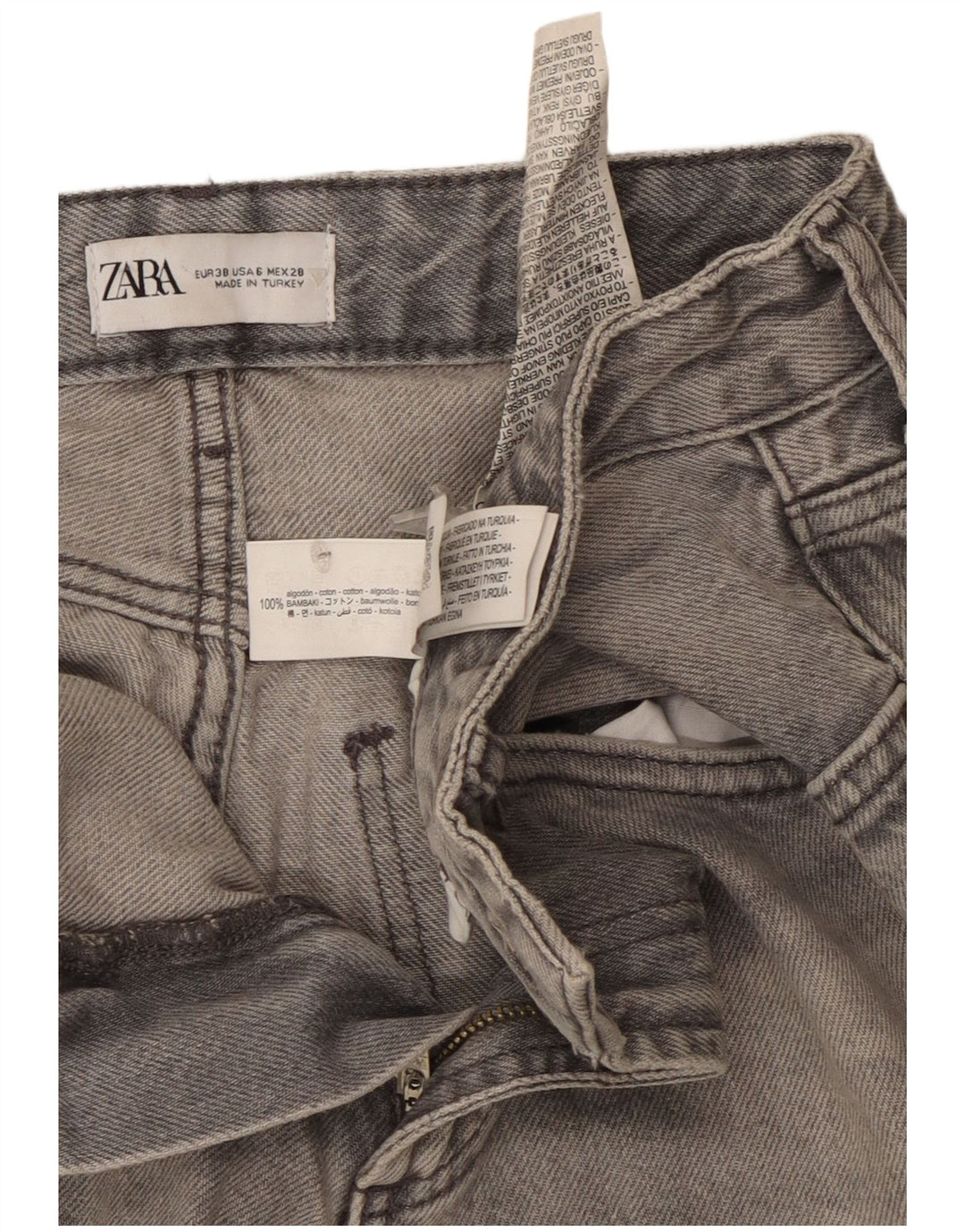 Zara Γυναικείο φαρδύ τζιν EU 38 Medium W28 L33 Γκρι βαμβακερό