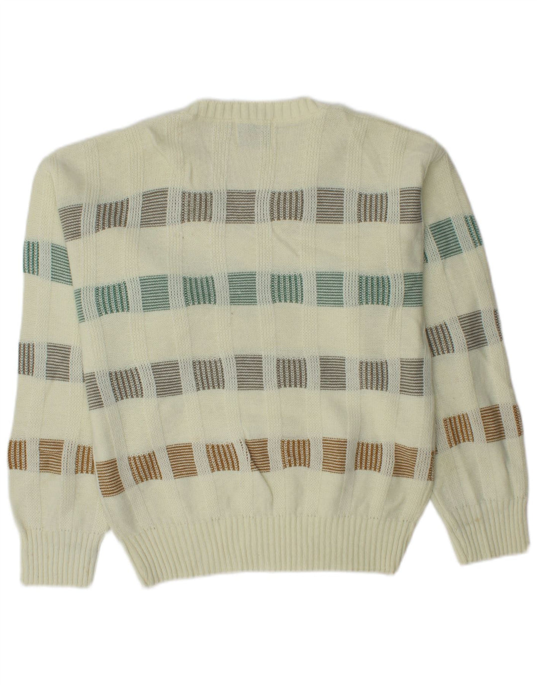 LONDON FOG Ανδρικό πουλόβερ με λαιμόκοψη σε σχήμα V Μικρό σε λευκό ριγέ ακρυλικό