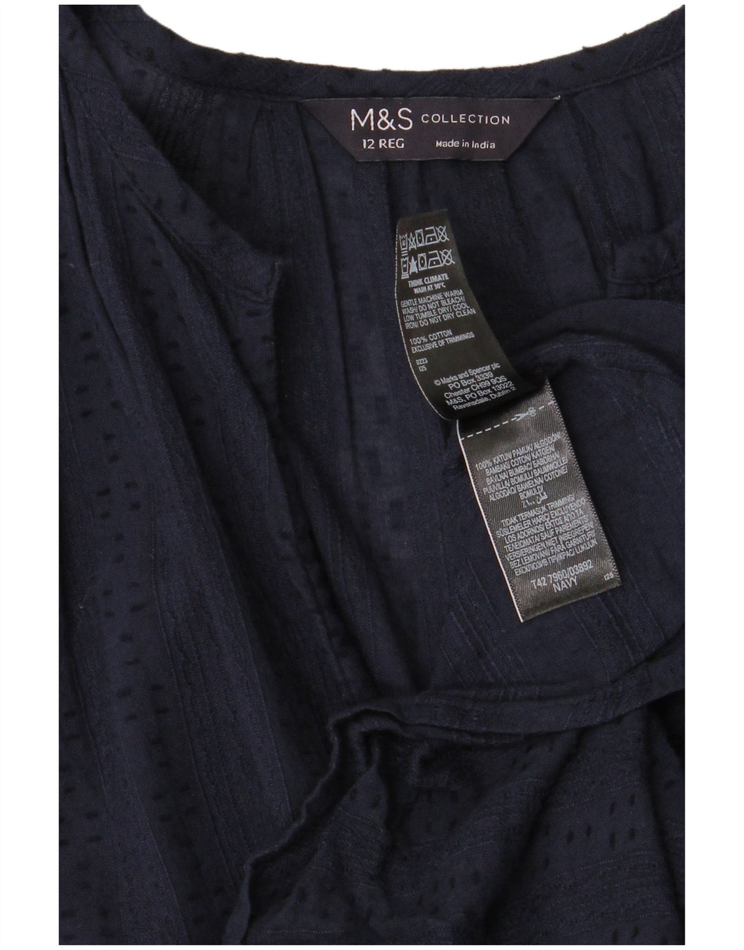 Marks & Spencer Γυναικείο φόρεμα με επίπεδα UK 12 Medium Navy Blue βαμβακερό