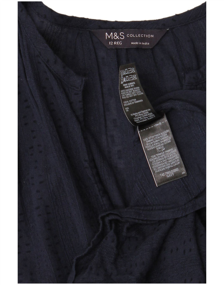 Marks & Spencer Γυναικείο φόρεμα με επίπεδα UK 12 Medium Navy Blue βαμβακερό