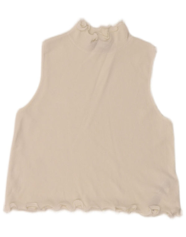 Zara Γυναικείο γιλέκο Crop UK 10 Small White Viscose