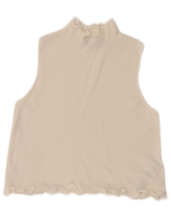 Zara Γυναικείο γιλέκο Crop UK 10 Small White Viscose