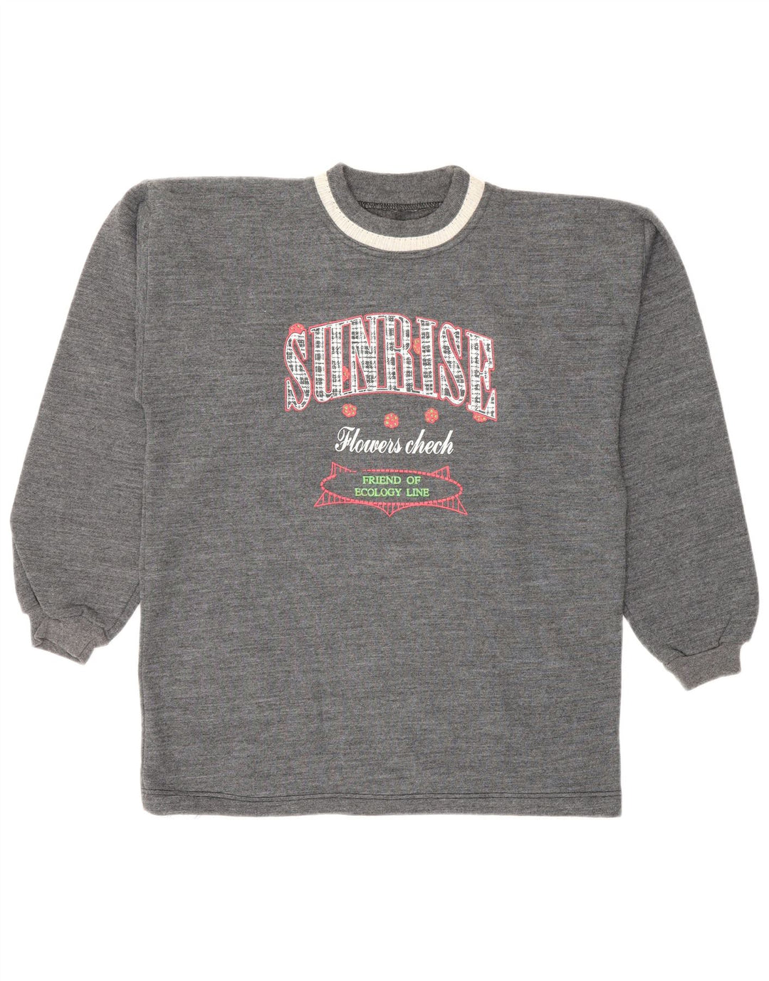 Vintage Γυναικείο Γραφικό Φούτερ Jumper UK 12 Medium Grey