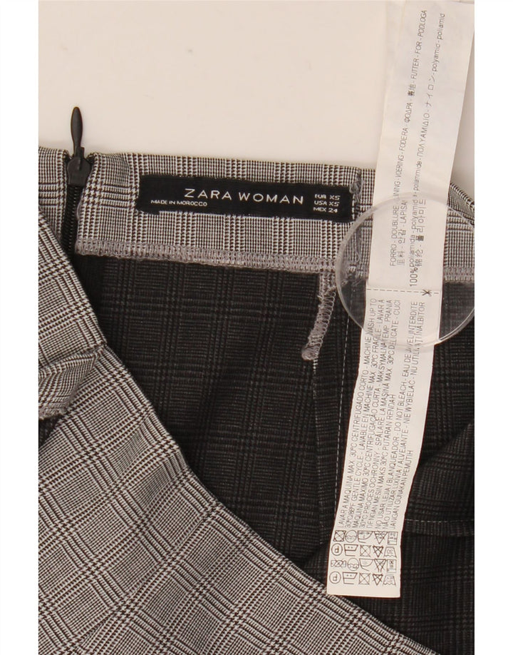 Zara Γυναικεία Μίνι Ασύμμετρη Φούστα XS W26 Grey Check Polyamide