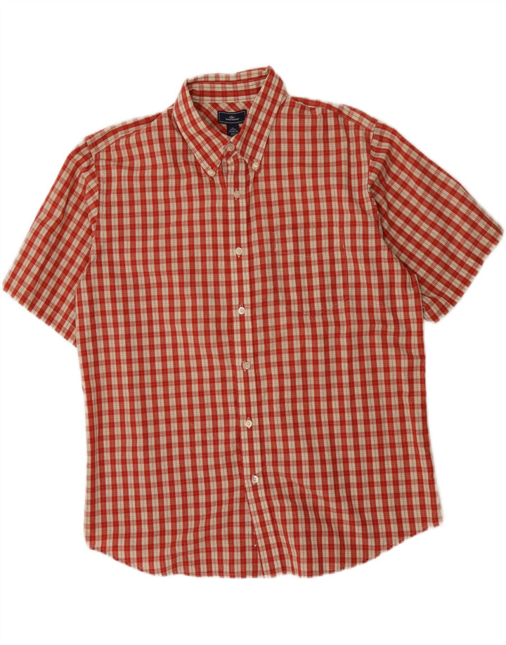 DOCKERS Mens Short Sleeve Shirt Size 16 1/2 Large Red Check Cotton Vintage Dockers and Second-Hand Dockers from Messina Hembry 