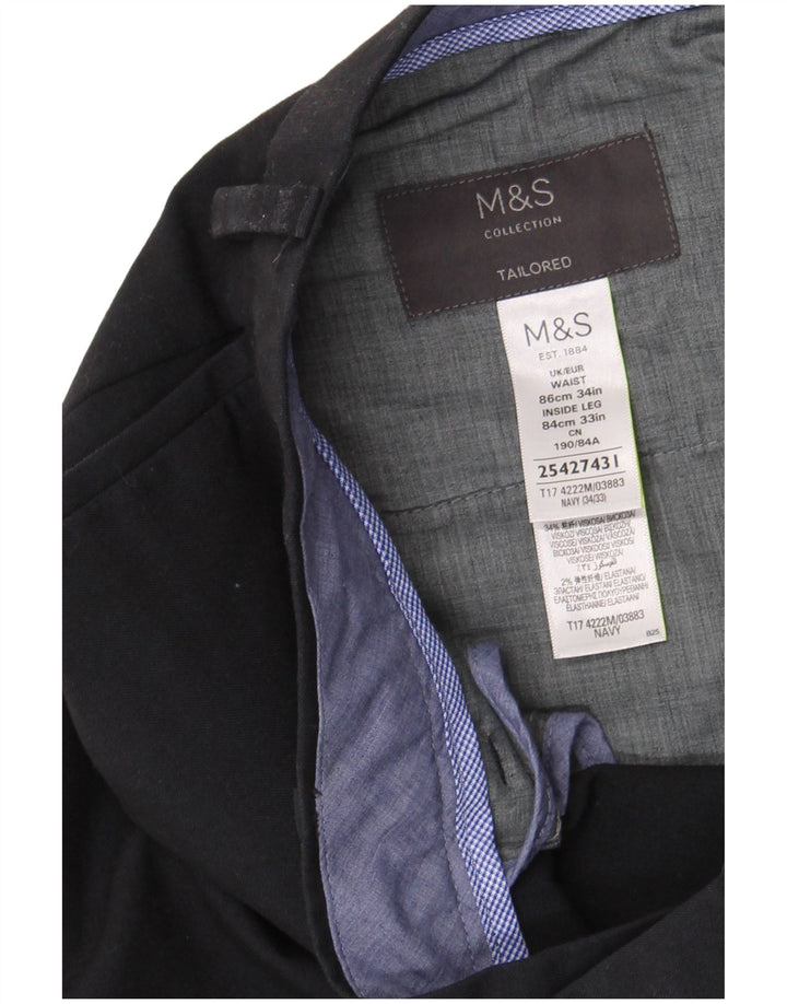 Marks & Spencer Ανδρικό ίσιο παντελόνι W34 L33 Navy Blue