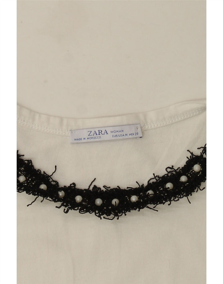 Zara Γυναικείο T-Shirt Top UK 12 Medium White