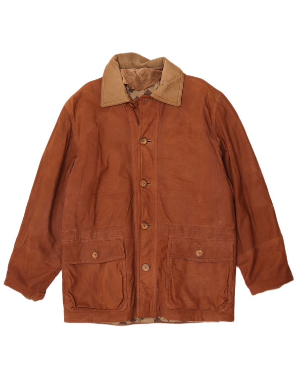 Vintage Ανδρικό Δερμάτινο Μπουφάν IT 50 Large Brown Colourblock