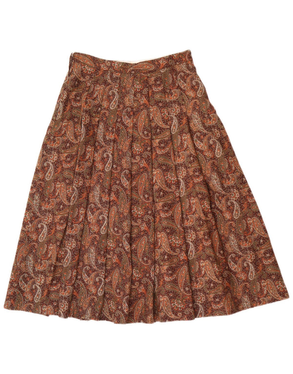 Vintage γυναικεία μαχαίρι πλισέ φούστα IT 42 Medium W26 Καφέ Paisley