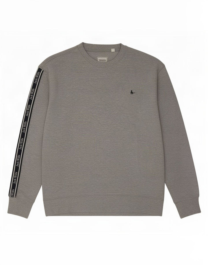Jack Wills Ανδρικό γραφικό φούτερ Jumper Μεγάλο γκρι χρώμα, βαμβακερό