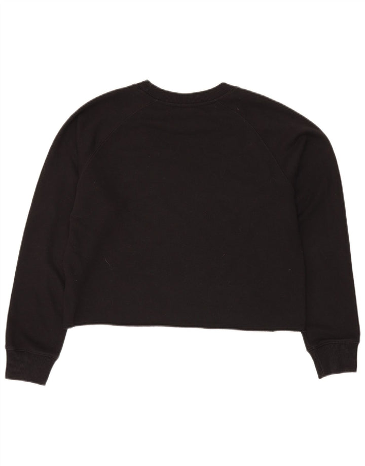 Champion Womens Crop Graphic Φούτερ Jumper UK 14 Medium Black