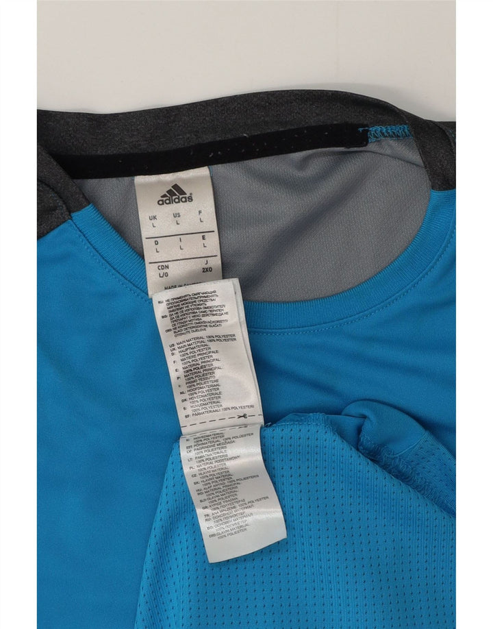 Ανδρικό T-Shirt Adidas Top Large Blue Colourblock Πολυεστέρας
