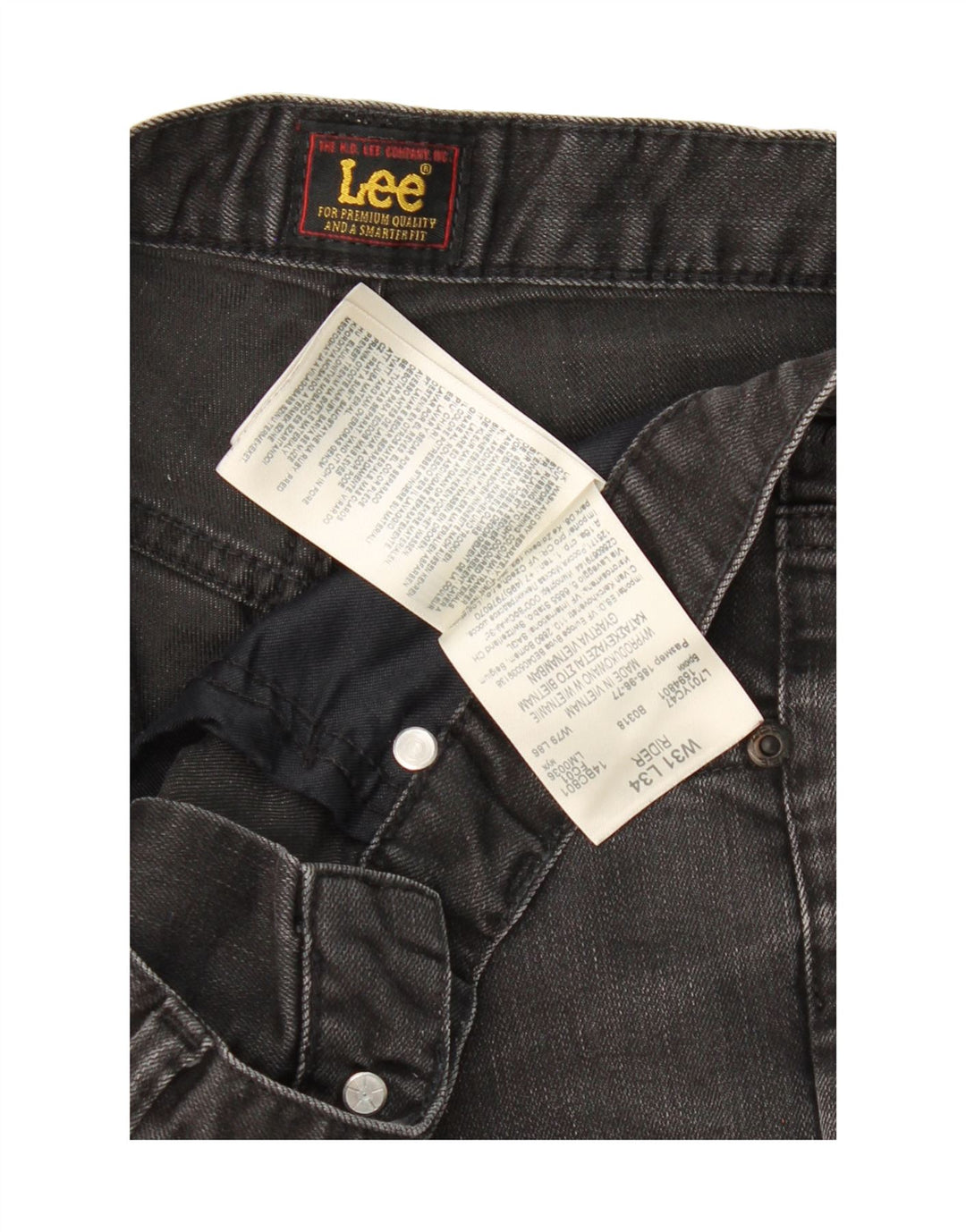 LEE Mens Rider Slim Jeans W31 L34 Black Cotton Vintage Lee and Second-Hand Lee from Messina Hembry 