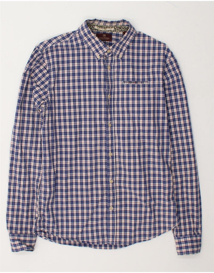 SCOTCH & SODA Mens Tailored Fit Shirt Medium Blue Check Cotton Vintage Scotch & Soda and Second-Hand Scotch & Soda from Messina Hembry 